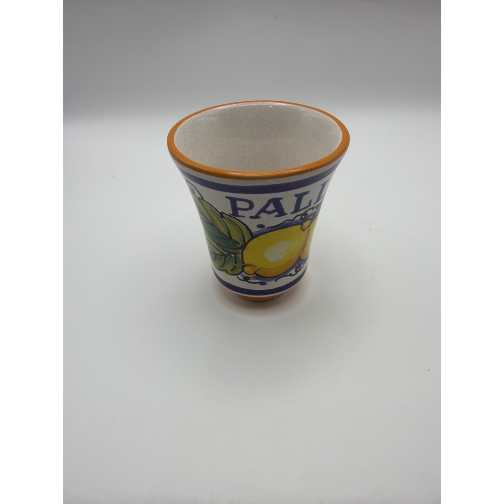 Deruta Italy Hand Painted Lemon Ceramic Espresso Cup‎ Small Pottery Vessel